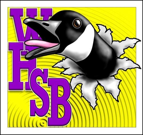 Willows High School Mascot (Goose) bursting through the image. WHSB